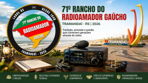 Cartaz do evento: pôster do 71º Rancho do Radioamador Gaúcho em Tramandaí.