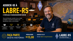 Anúncio LABRE-RS: cartaz convidando para associação à entidade de radioamadores do RS.